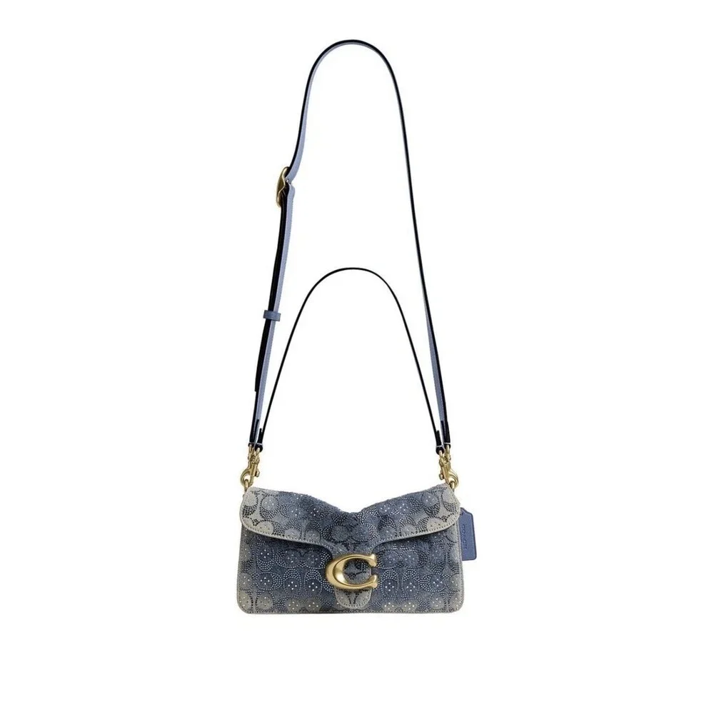 COACH Denim Crystal Tabby 26 Signature Print Crossbody Shoulder Bag Ships Today